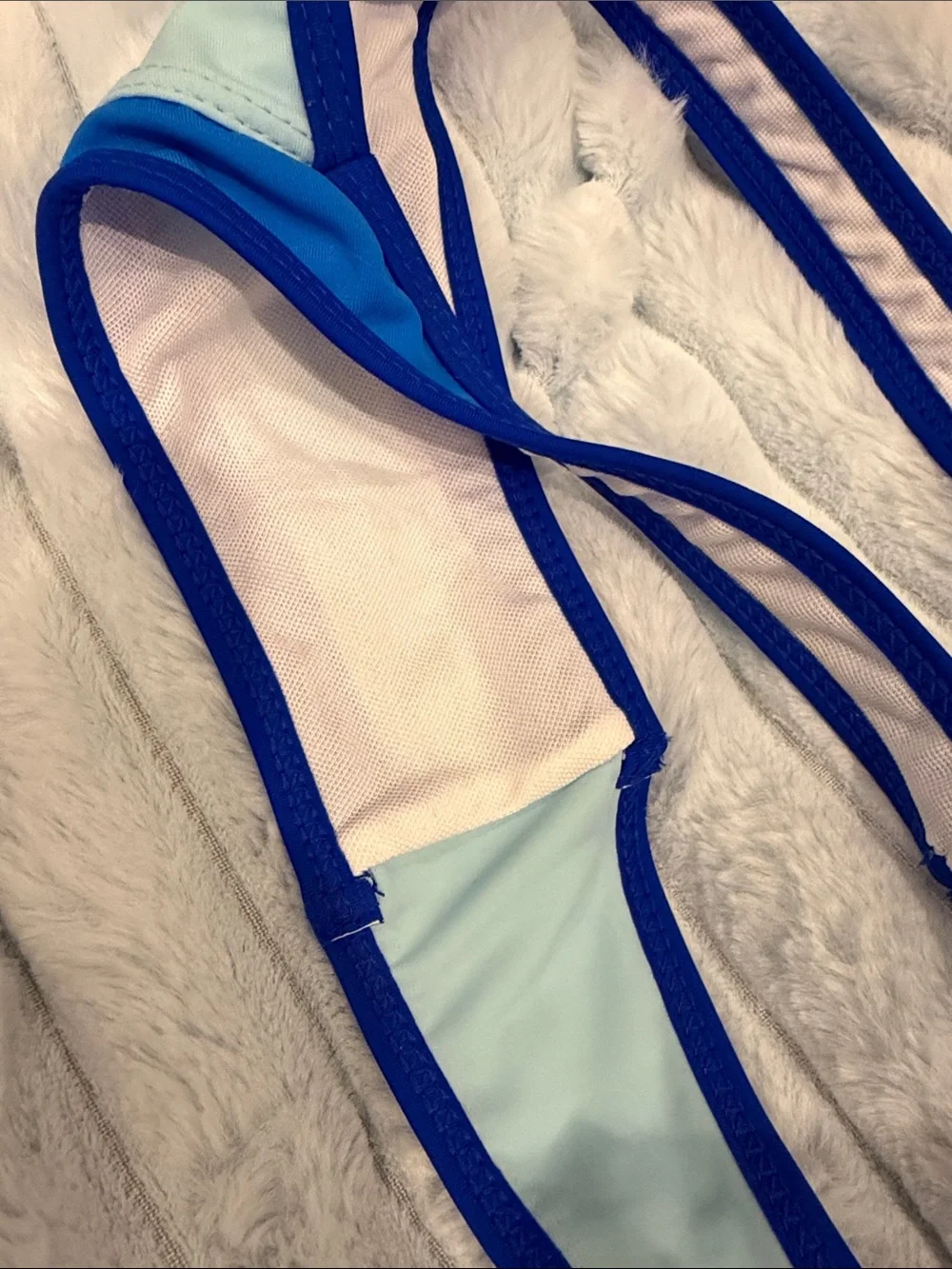 Royal blue color block thong bikini set size M